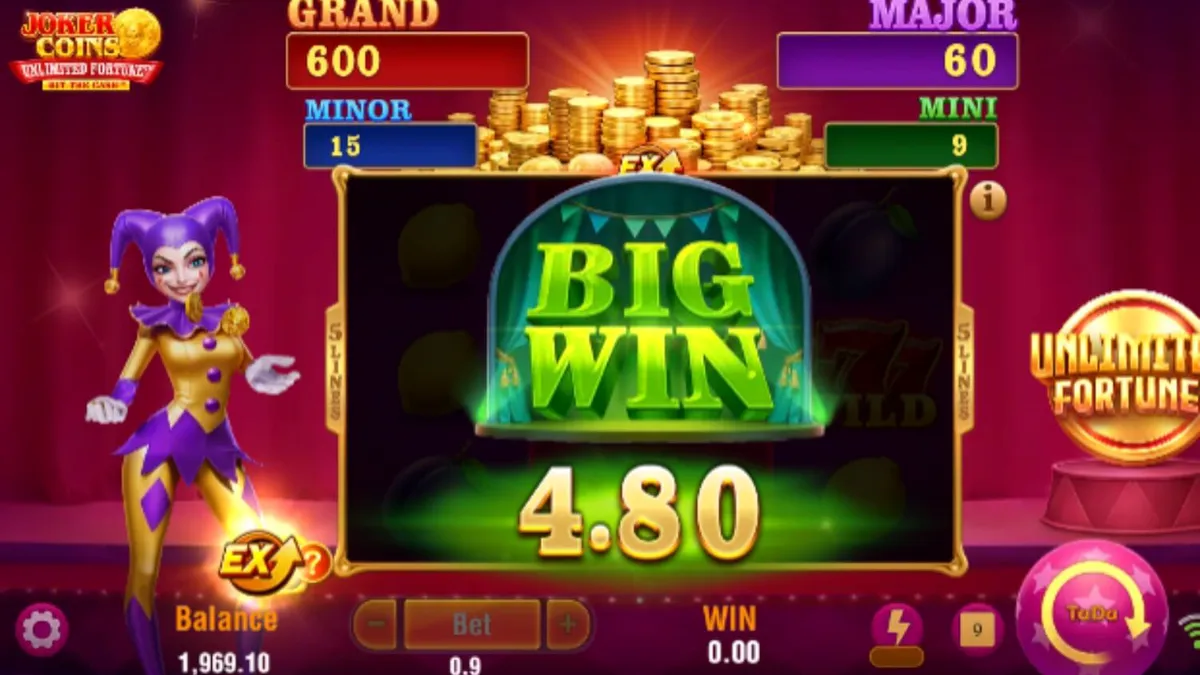 Joker Coins Unlimited Fortune slot neon arcade theme